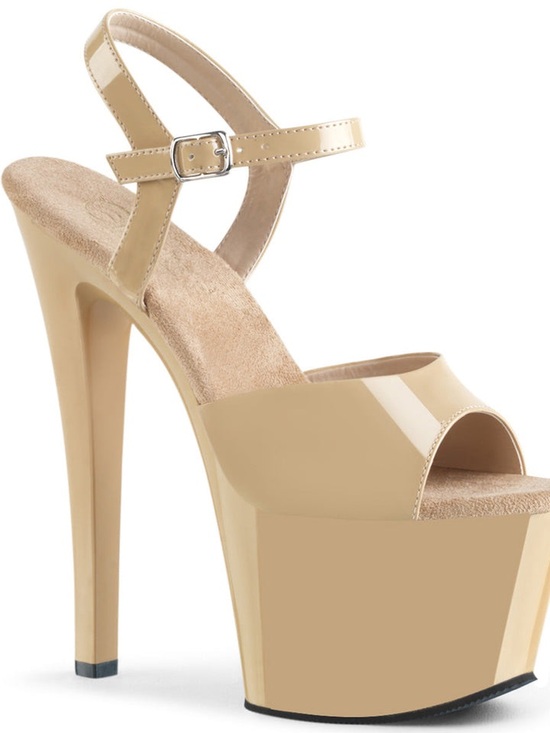 Pleaser Shoes - Pleaser Beige Platform Peep-Toe Stiletto